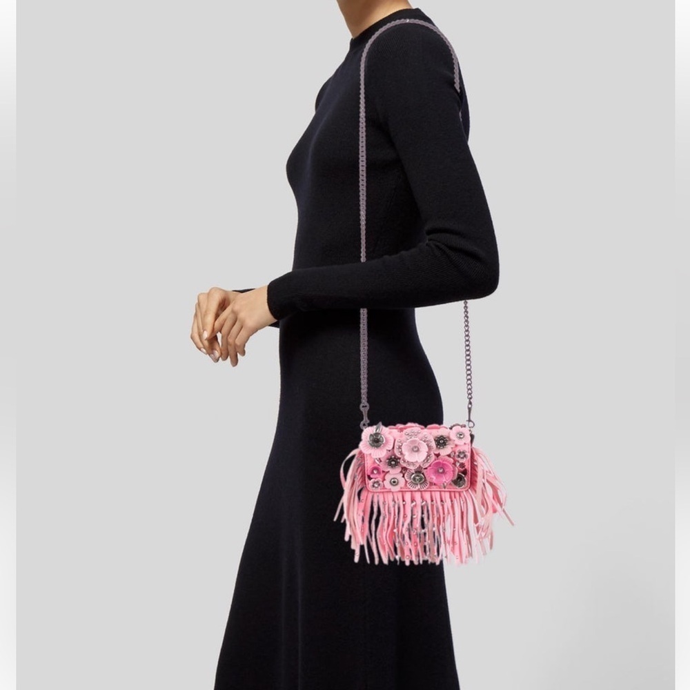 Coach 1941 Dinky 15 Wild Tea Rose Fringe Crossbody Bag NWT Ltd Ed Pink Leather - Picture 2 of 16
